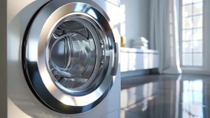 Washing machine interior view highlighting design and functionality in a modern laundry room setting - Powered by Adobe