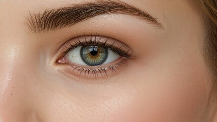 Obraz premium Stunning female eyes up close with detailed features.