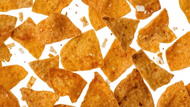Corn chips, nachos isolated on background. Collection.