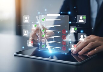 Digital survey and feedback form application on a tablet device, with online user participation and data analysis