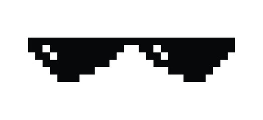 Retro thug glasses pixel. Pixelated hip hop vector sunglasses.