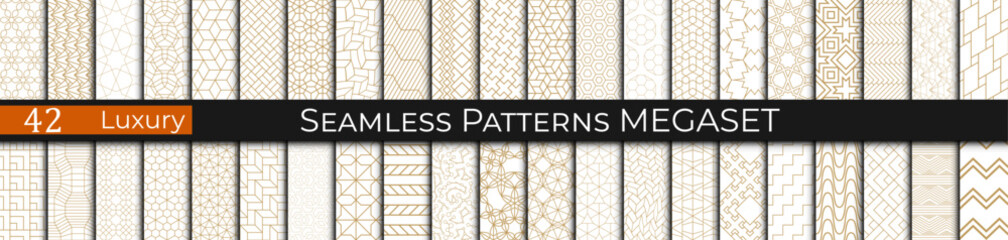 Set of Golden Luxury Patterns &ndash; Elegant Seamless Decorative Backgrounds