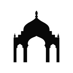 Elegant Taj Mahal silhouette in minimal black design vector illustration