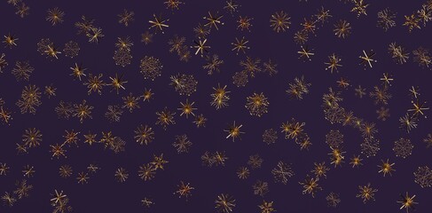 Abstract pattern of gold sparkles or stars on a dark background. Perfect for elegant, luxury, or...