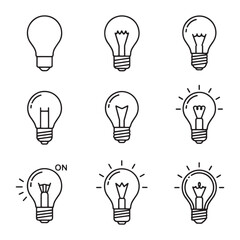 Light Bulb Icons Set Thin Line Design Vector Illustration Concept