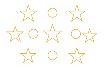 Seamless abstract geometric pattern created with shimmering line art stars and circles on a clear background