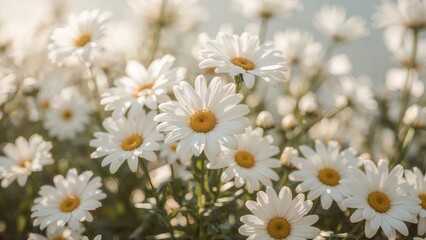 Obraz premium Close up picture of daisy blossoms in spring