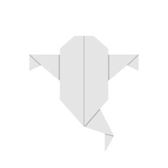 Colorful origami ghost icon. Folded paper Halloween decorative element. Line colourful vector illustration isolated on white background.