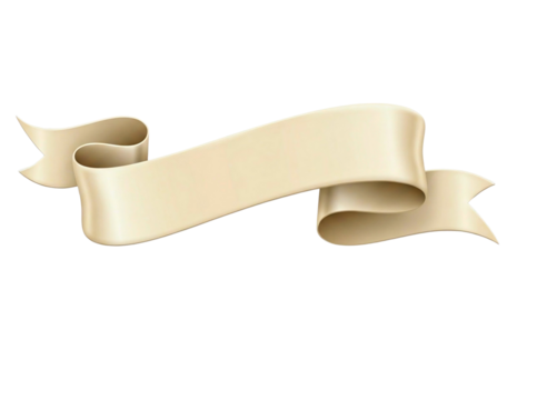 Cream colored ribbon banner isolated on transparent background