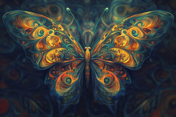 A butterfly with hypnotic swirl-like designs on its wings