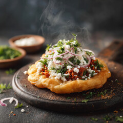 Gourmet Food Preparation: Close-up of Hands Preparing a Colorful Dish.