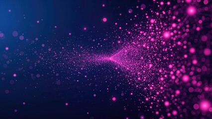 Obraz premium A pink particle network being generated on a futuristic blue background in this scenario, illustrating the relationship between large data abstraction and particle visualization in research and tec...