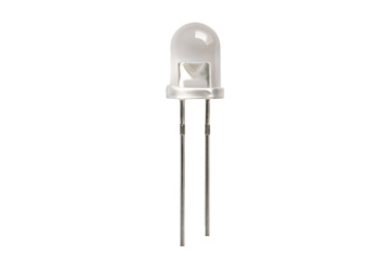Clear 5mm LED Diode — Through‑Hole Electronic Component with Two Leads, Indicator Light, Isolated