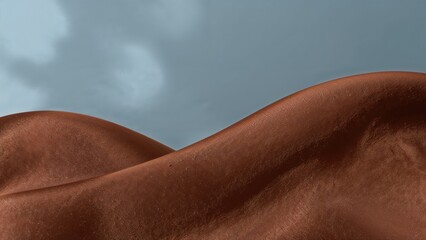 Soft brown fabric texture on blue background