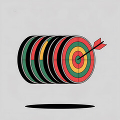 Nested Target Illustrations: Achievement, Goals, Precision and Accuracy in Business Strategy, Vector Concept with Arrow in Bullseye