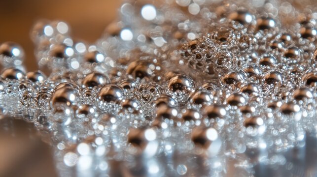 Close up of scattered metallic ball bearings on a surface - Powered by Adobe