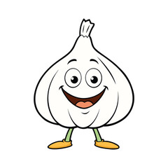 Happy Garlic Bulb Cartoon Illustration
