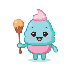 Smiling Ice Cream Character Cartoon Art