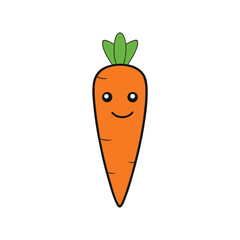 Cute Cartoon Carrot With Smiling Face