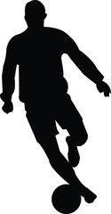 Football player silhouette running with ball minimalist vector