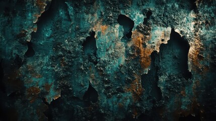Close up of distressed metal surface with jagged fragments