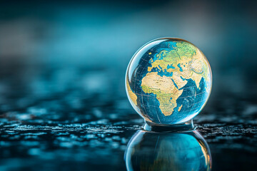 A dewdrop reflecting a perfect miniature version of the world