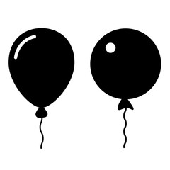 A collection of black balloon icons set. With a flat black style and a transparent background. Vector Illustration.