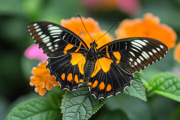 A butterfly with unusual zigzagged wing edges and bold stripes