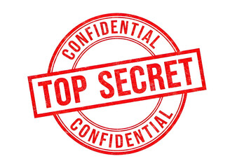 Red top secret confidential stamp isolated on transparent background