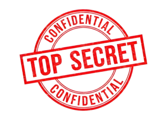 Red top secret confidential stamp isolated on transparent background