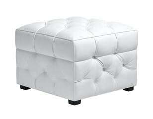 Classic Tufted White Ottoman – Transparent Furniture Isolated PNG