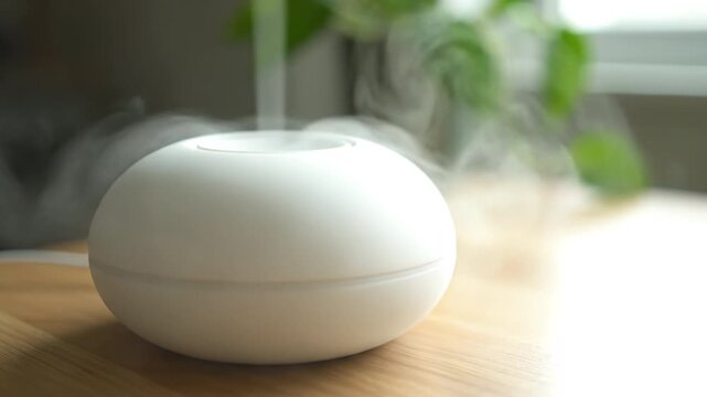 Modern diffuser enhances indoor atmosphere with calming aromatic mist, featuring sleek design that complements natural elements for ultimate relaxation and wellness in cozy spaces