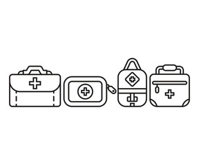 first aid bag and medical kit line icon vector illustration