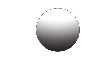 A grayscale sphere with a gradient from white to black on a white background in a studio setting
