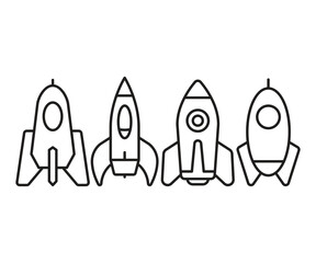 rocket line icon vector illustration