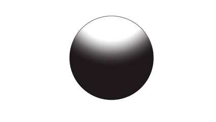 A simple graphic of a shaded black sphere with a gradient from white to black on a white background