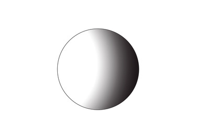 A simple illustration of a shaded circle with a gradient from white to black on a white background