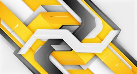 Abstract geometric design isolated on white background yellow gray shapes