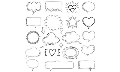 Hand Drawn Speech Bubble Vector Set &ndash; Doodle Quote Frames and Comic Talk Balloons