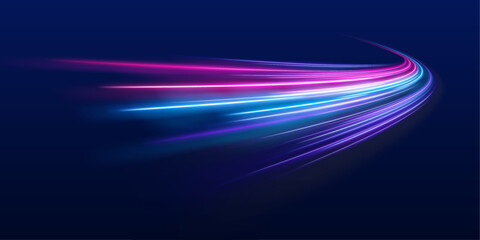 PNG glowing pink and blue neon streaks twist energetically across urban highways. Motion blur emphasizes speed, energy, and futuristic night visuals. Perfect illustration for digital city and technolo © Ole moda