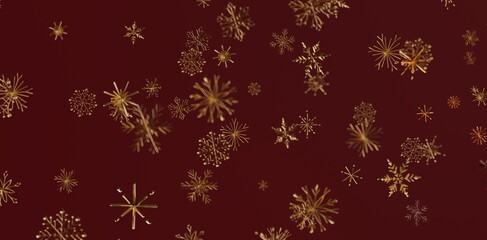 Christmas background with gold snowflakes on a red backdrop. Perfect for holiday design, seasonal cards, winter themes. Ideal for festive concep