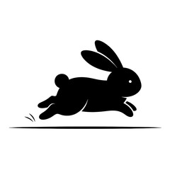Silhouette of rabbit leaping gracefully in minimalist art style