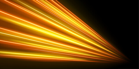 PNG orange neon streaks twist dynamically across futuristic urban roads. Motion blur highlights high-speed energy flow. Perfect vector for night, technology, and speed visuals.