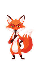 Obraz premium An animated, cunning fox character with an enigmatic grin makes a shush gesture, hinting at a hidden plan or a discreet message.