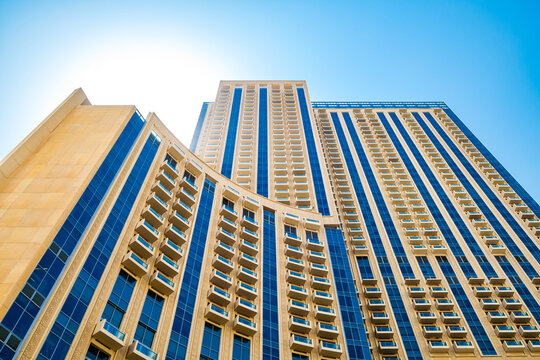 Dubai, UAE &ndash; october 06, 2025: Dubai Marina, JW Marriott Marina, botom view