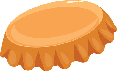 Shiny orange bottle cap isolated on white background, representing recycling and beverage industry