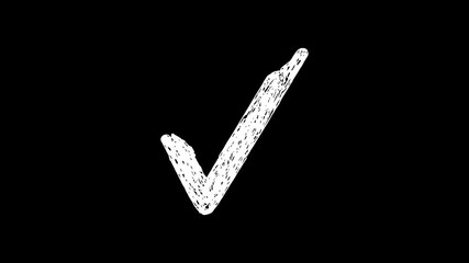 Check mark stop motion animation video with an alpha channel. hand-painted animation on a white background.