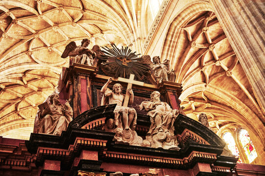architectural detail inside of the Segovia Cathedral (Catedral de Segovia), Segoviia, Spain, Europe 