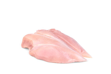 Raw chicken fillet isolated on white background.