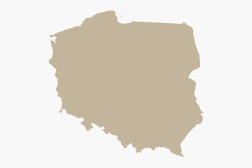 Vector graphic artwork suitable for print and web containing flat detailed map of POLAND